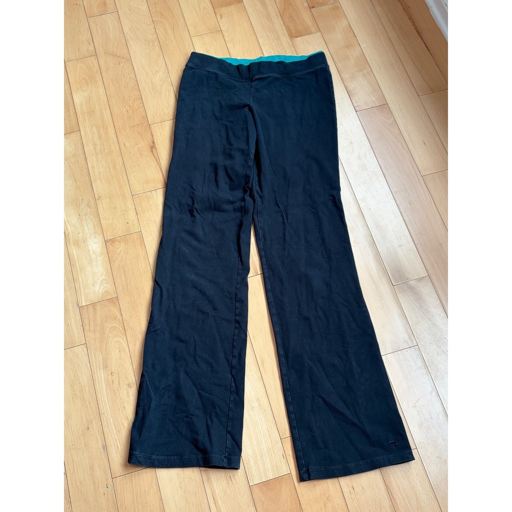 Champion C9 Yoga Pants Womens MT Black Flare Leg Teal Waistband Athletic